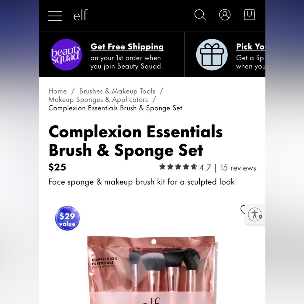 E.L.F Complexion Essentials Brush & Sponge Set, NEW - Picture 3 of 5